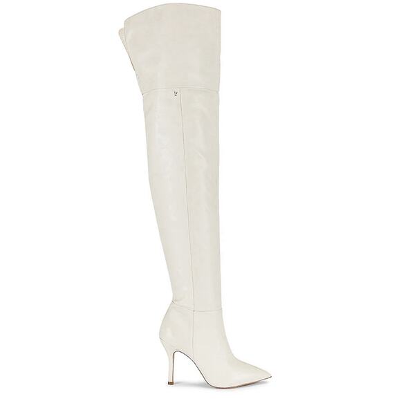 Larroude Over the knee women Boots Size 7.5 Pointed Toe in Ivory Regular Width - Picture 1 of 9